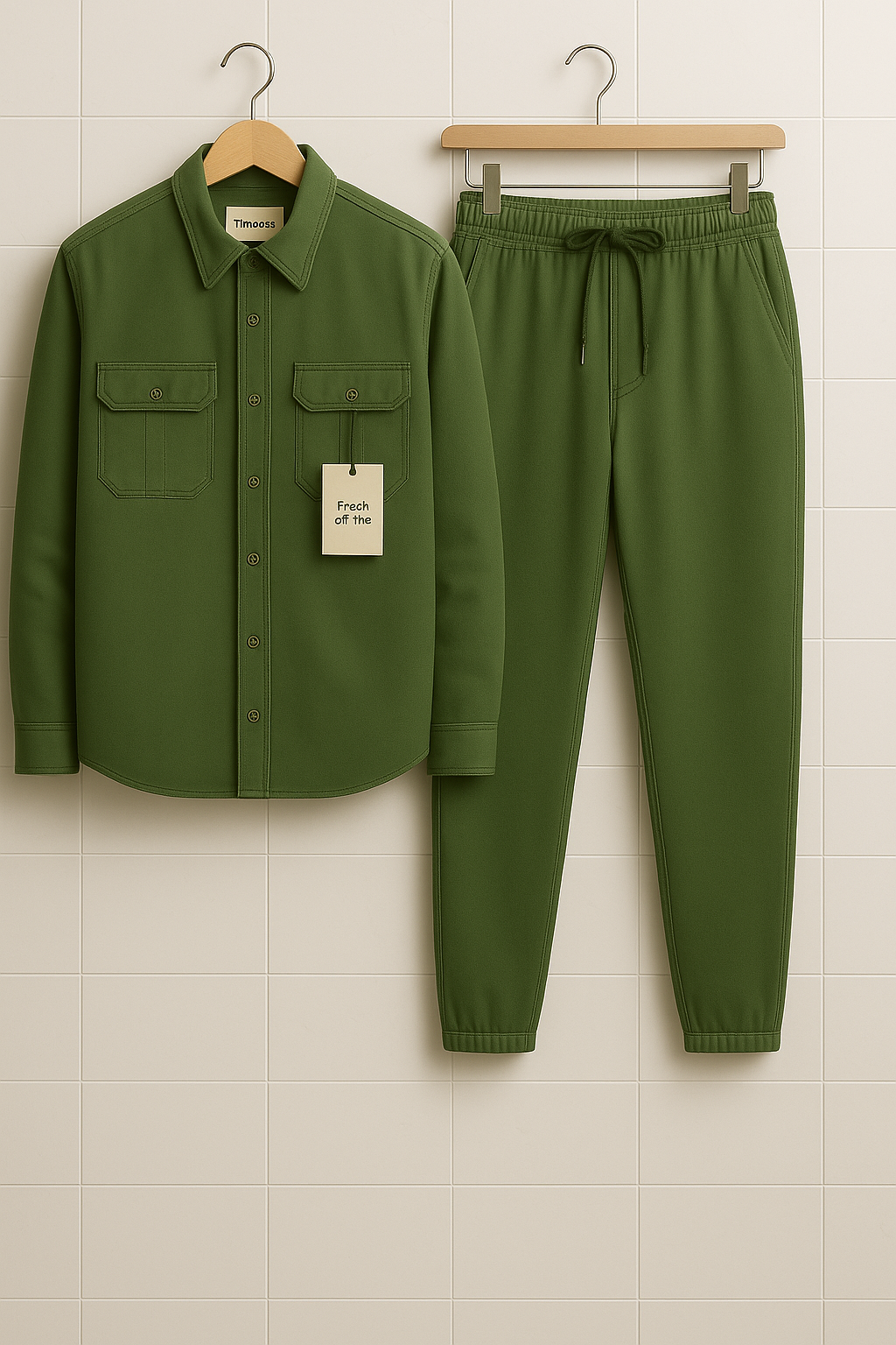 Fifth Avenue Mens Cotton Shirt and Pants Set FAMDJSPS1 - Green