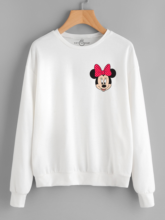 Fifth Avenue DIFT207 Cartoon Vector Printed Sweatshirt - White