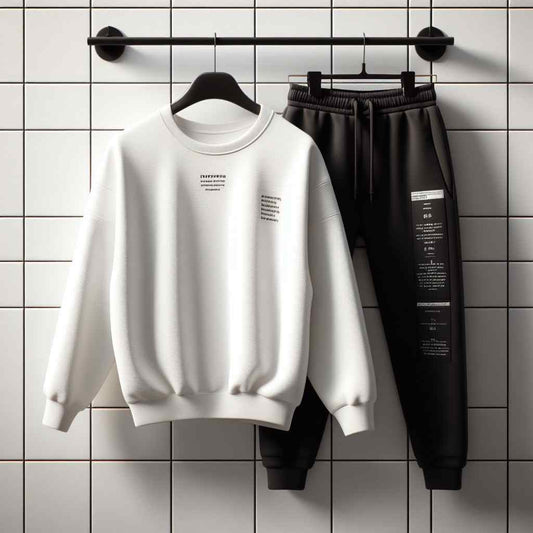 Fifth Avenue Mens Sweatshirt and Pants Set FAWMSPS46 - White Black