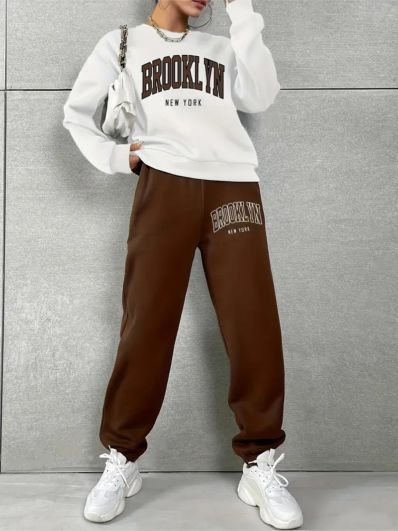 Fifth Avenue WWS Sweatshirt and Pants Set FAWWWS27 - White Brown