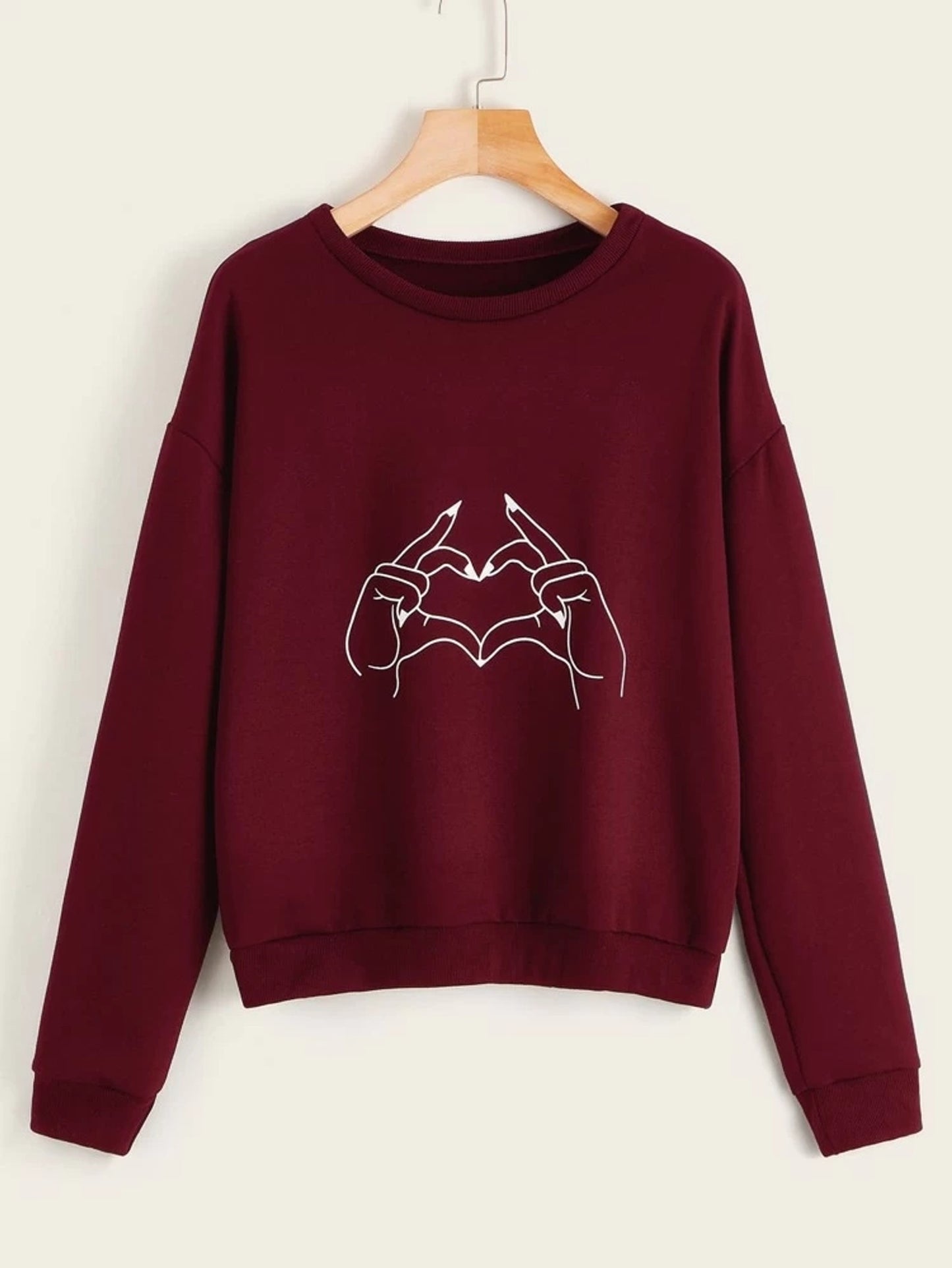 Fifth Avenue DIFT18 Hand Heart Printed Sweatshirt - Maroon