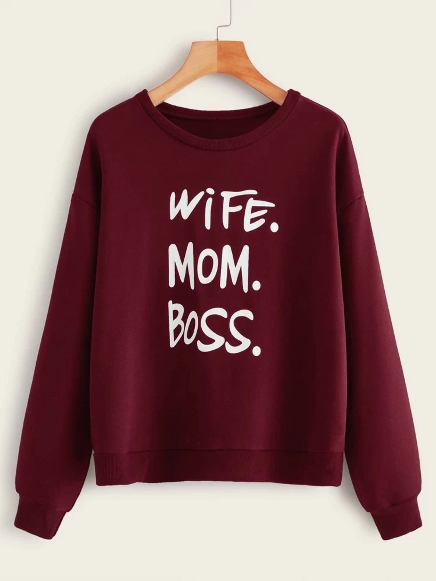 Fifth Avenue DIFT16 Wife Mom Boss Printed Sweatshirt - Maroon