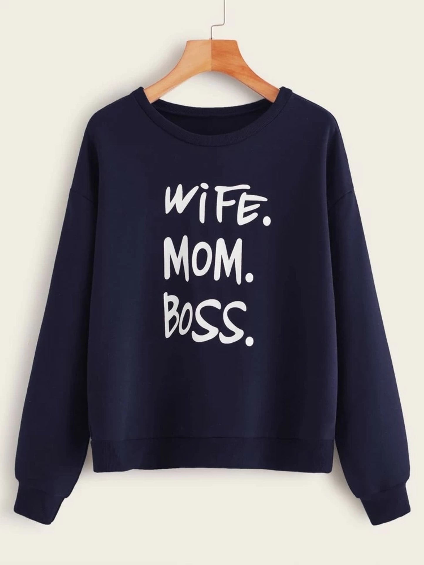 Fifth Avenue DIFT16 Wife Mom Boss Printed Sweatshirt - Navy Blue