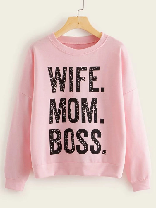 Fifth Avenue DIFT17 Wife Mom Boss B Printed Sweatshirt - Pink