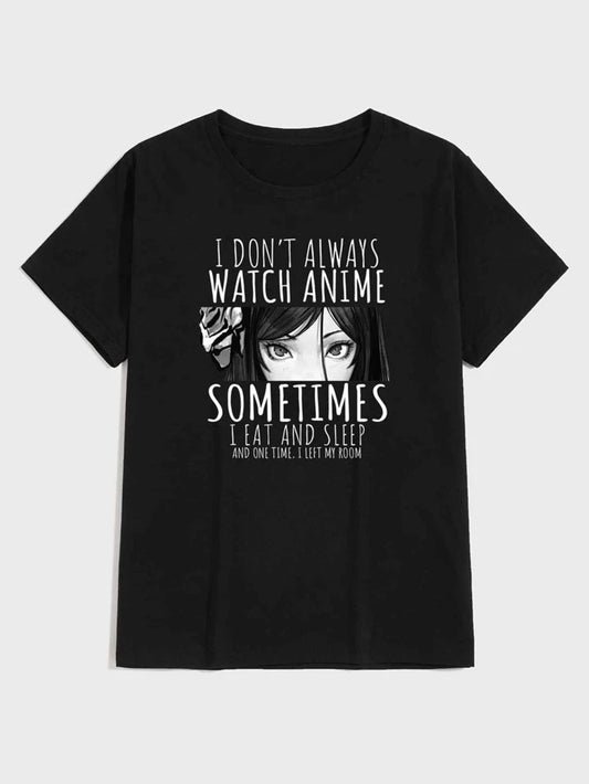 Fifth Avenue Anime Sometimes Printed MIFT123 T-Shirt - Black