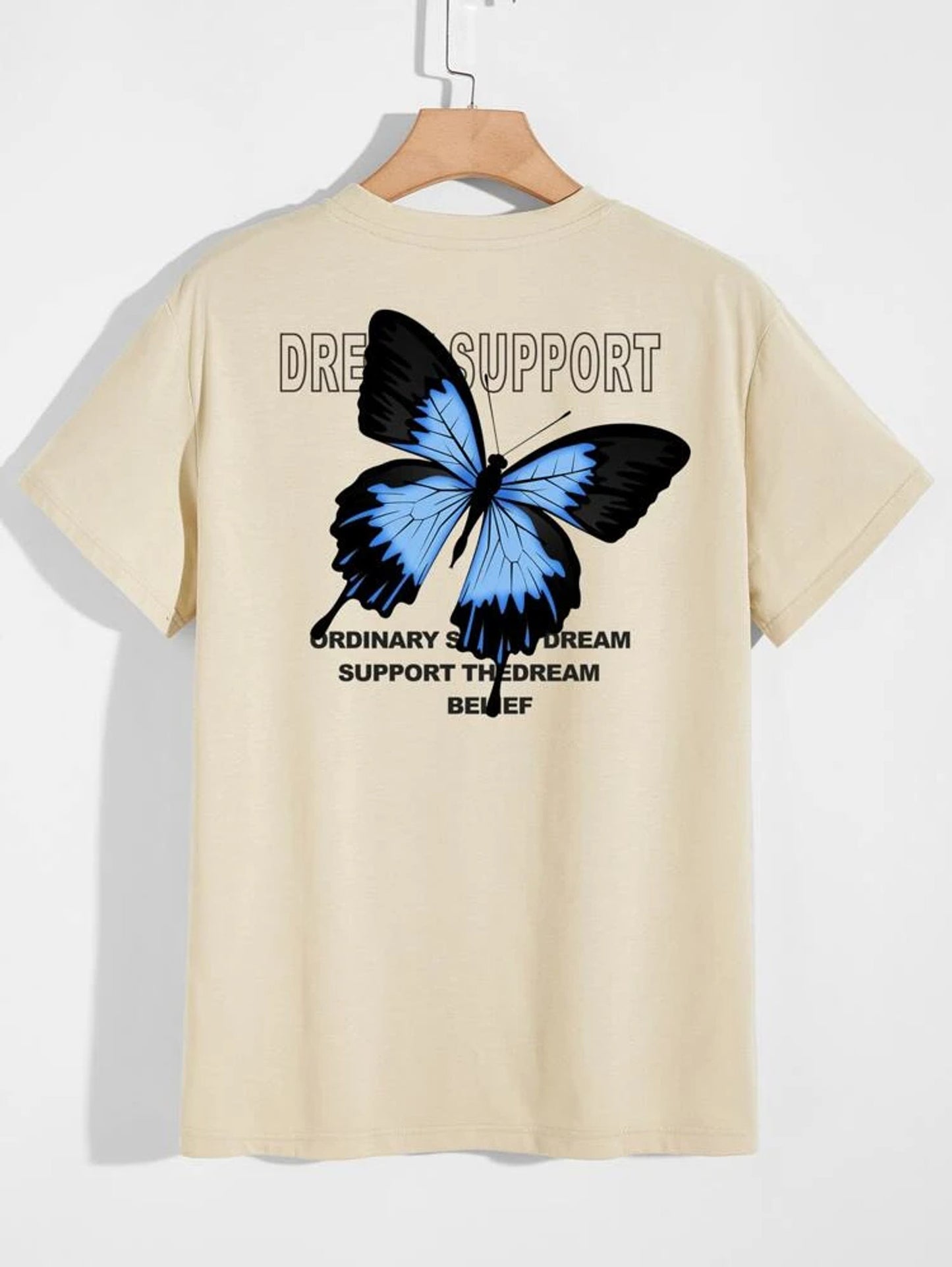 Fifth Avenue Front Back Butterfly Printed MIFT172 T-Shirt - Cream