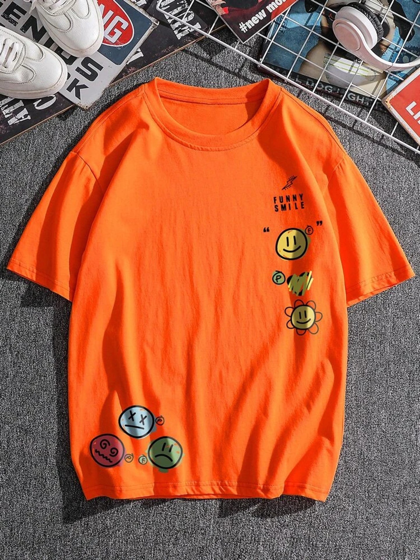 Fifth Avenue Smiley Printed MIFT91 T-Shirt - Orange