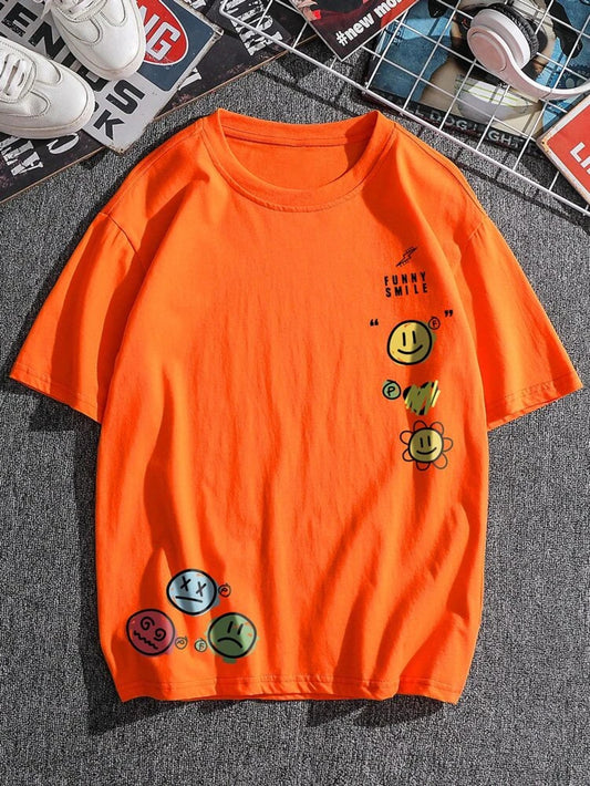 Fifth Avenue Smiley Printed MIFT91 T-Shirt - Orange