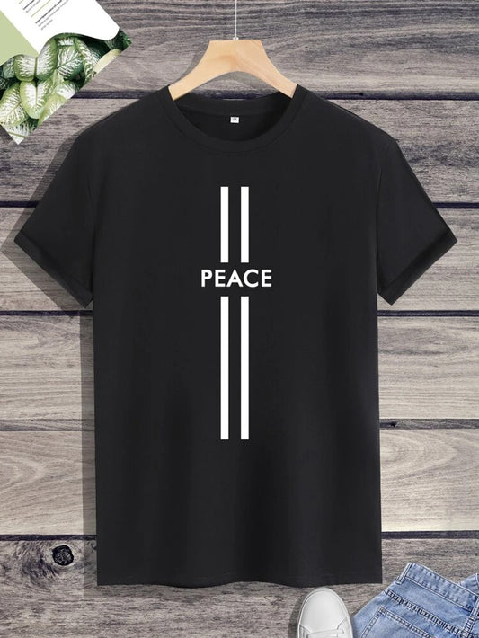 Fifth Avenue Peace Printed MIFT204 T-Shirt - Black