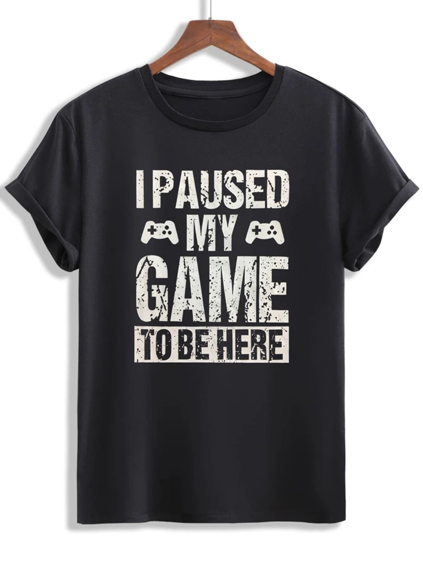 Fifth Avenue Paused My Game Printed MIFT9 T-Shirt - Black