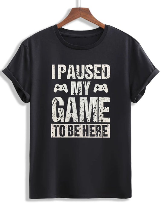 Fifth Avenue Paused My Game Printed MIFT9 T-Shirt - Black