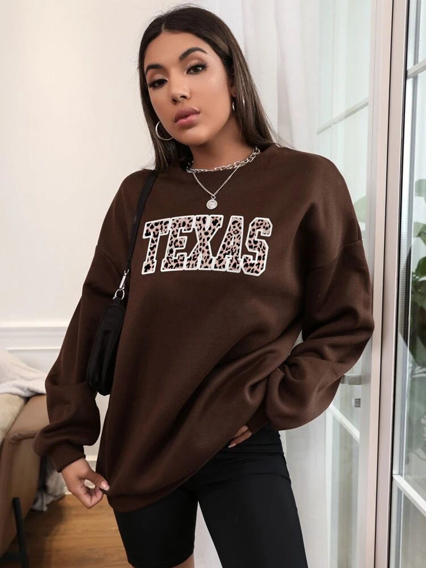 Fifth Avenue DIFT701 Texas Printed Sweatshirt - Brown