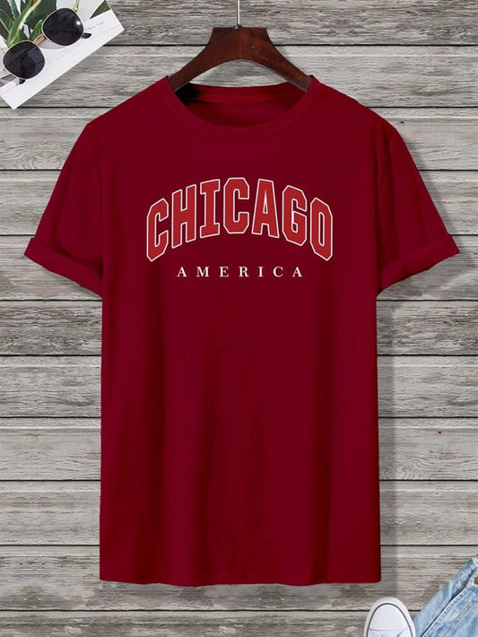 Fifth Avenue Chicago Printed MIFT119 T-Shirt - Maroon