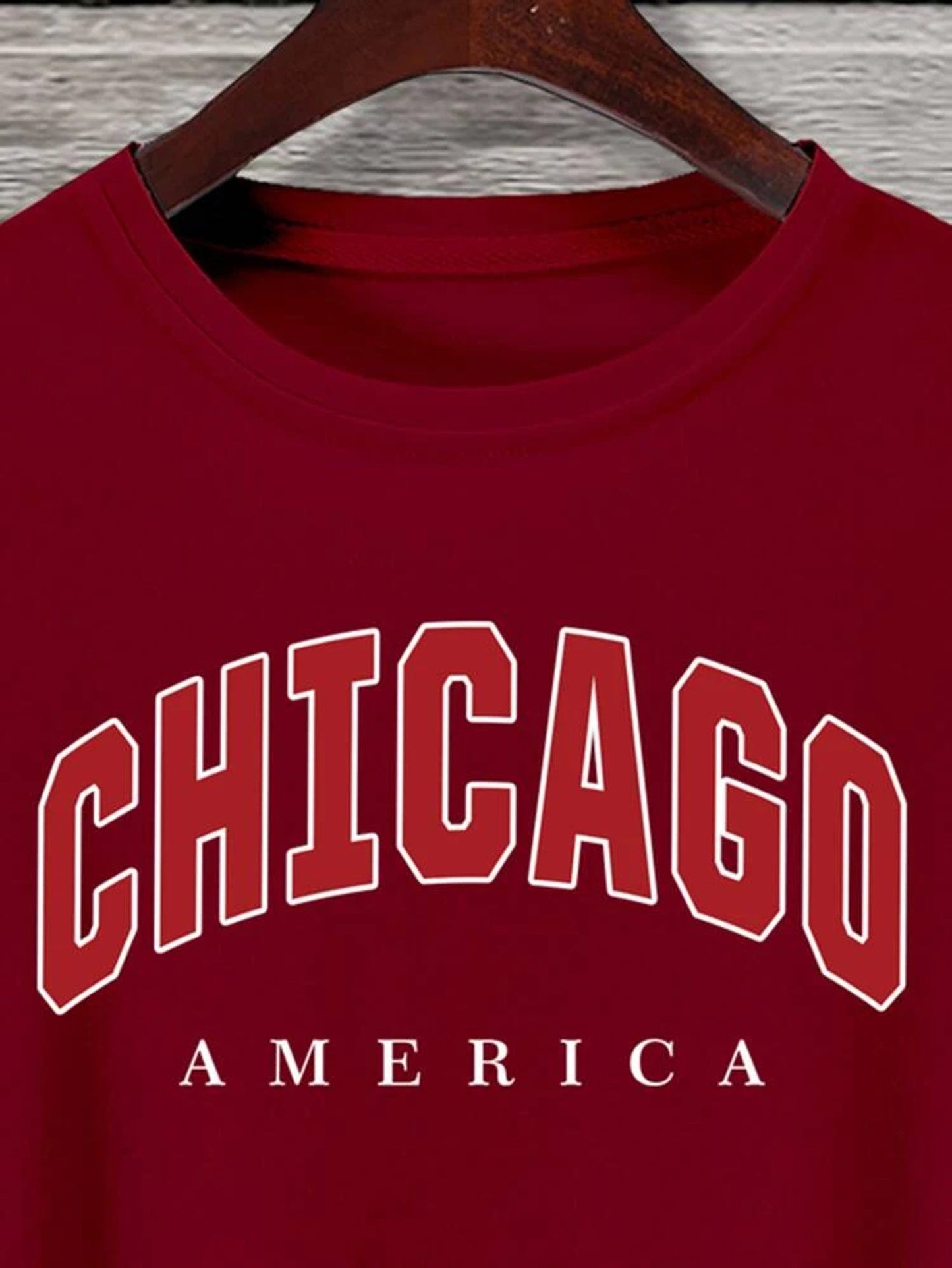 Fifth Avenue Chicago Printed MIFT119 T-Shirt - Maroon