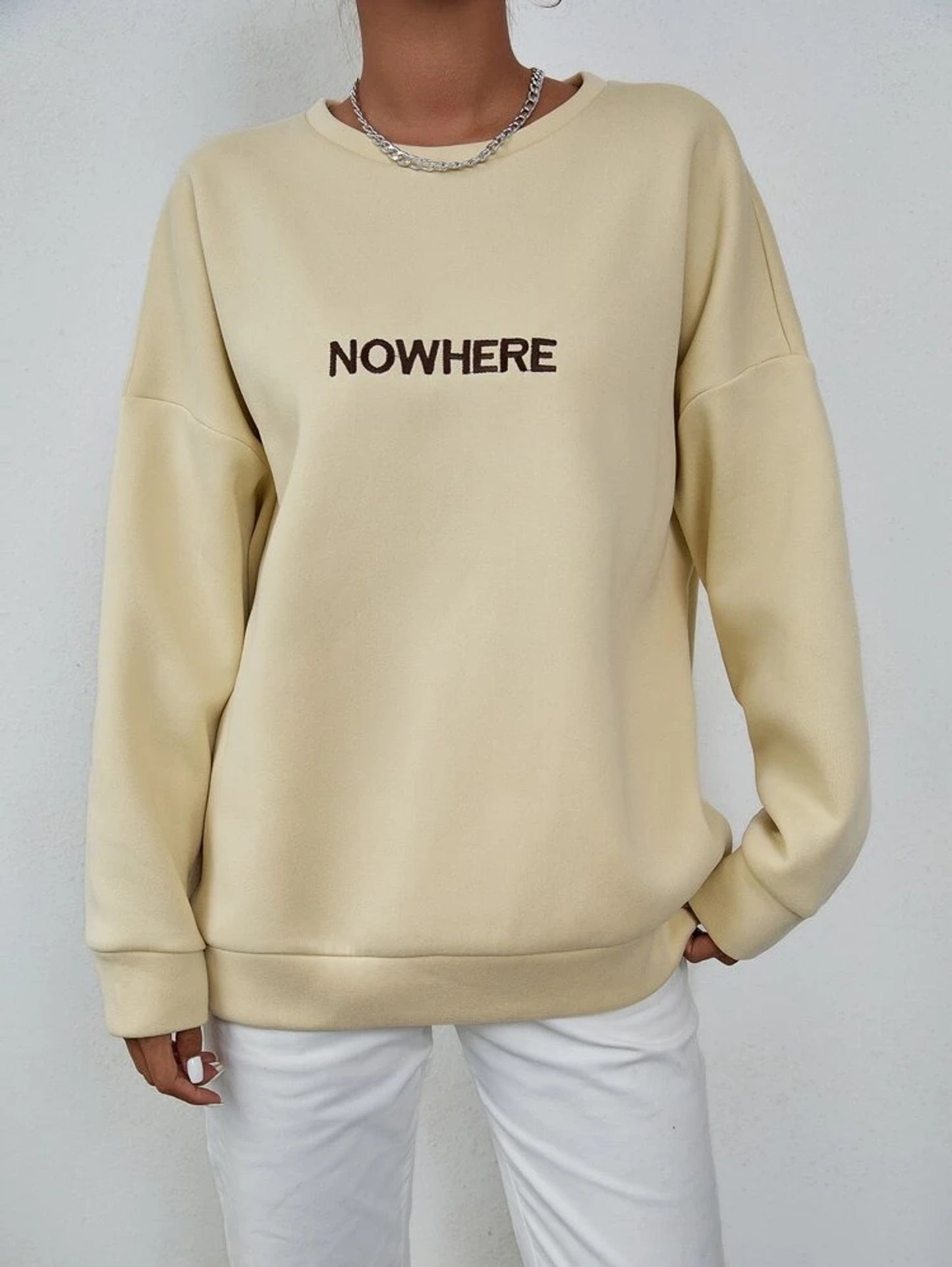Fifth Avenue DIFT373 Nowhere Printed Sweatshirt - Cream