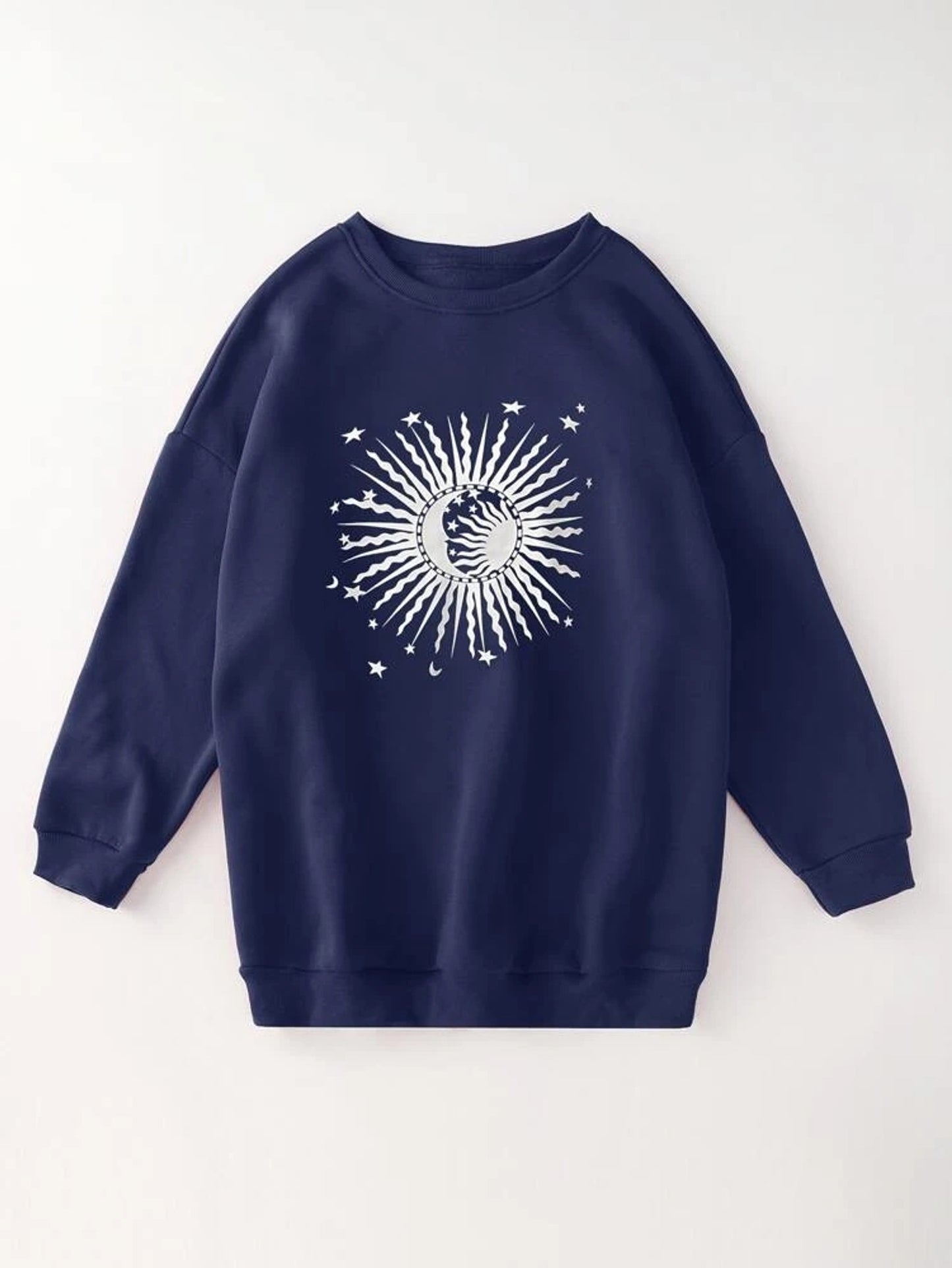 Fifth Avenue DIFT376 Moon Printed Sweatshirt - Navy Blue