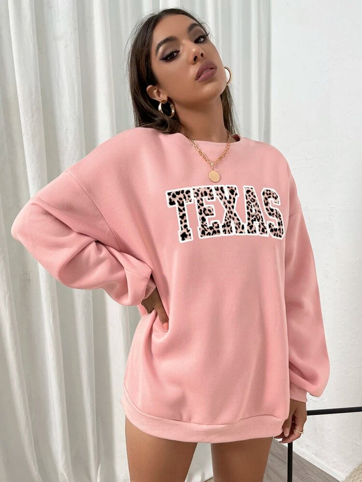 Fifth Avenue DIFT701 Texas Printed Sweatshirt - Pink