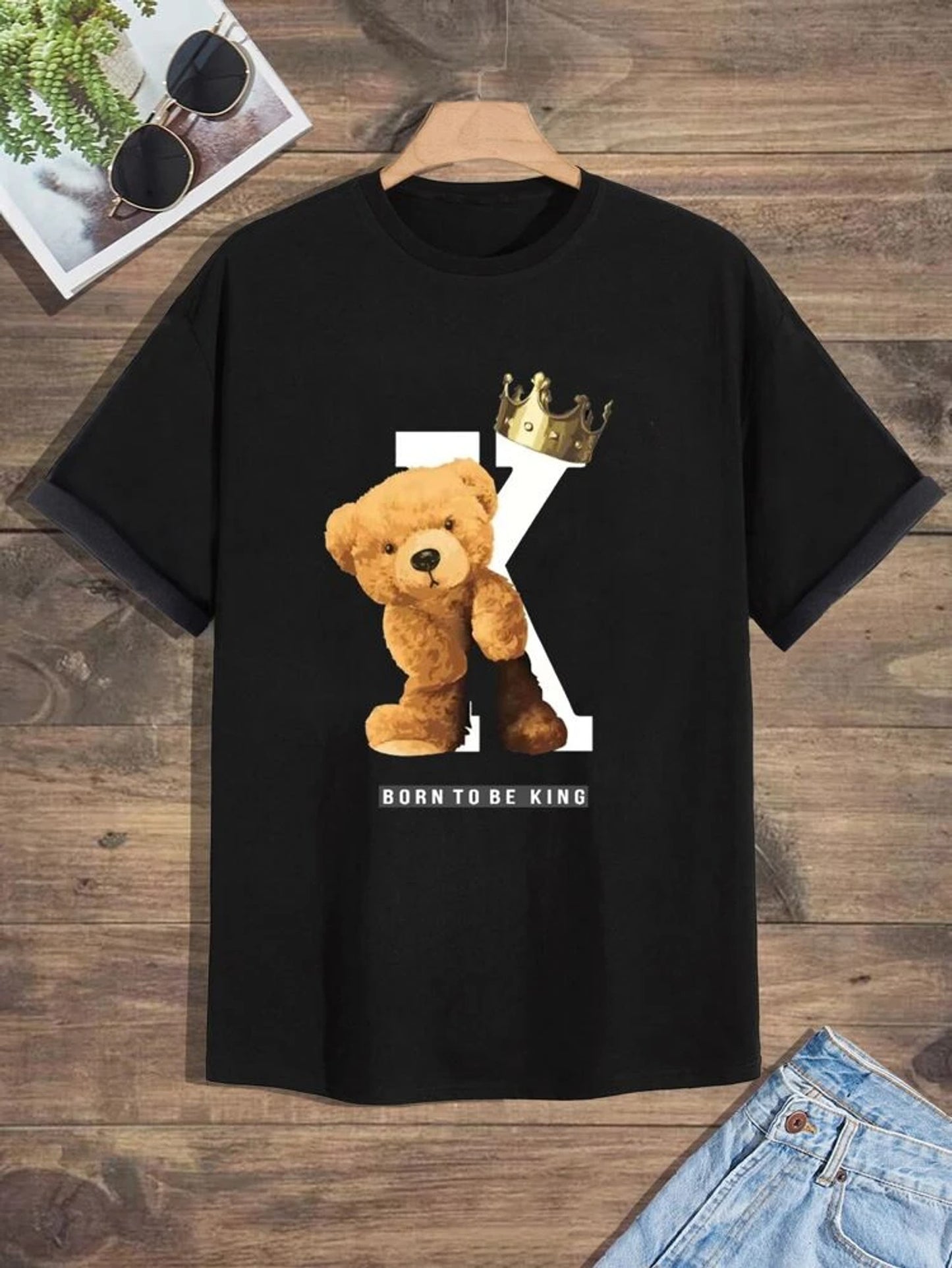 Fifth Avenue King Bear Printed MIFT11 T-Shirt - Black