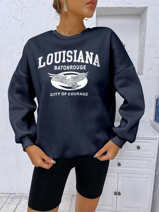 Fifth Avenue DIFT387 Baton Rouge Printed Sweatshirt - Blue