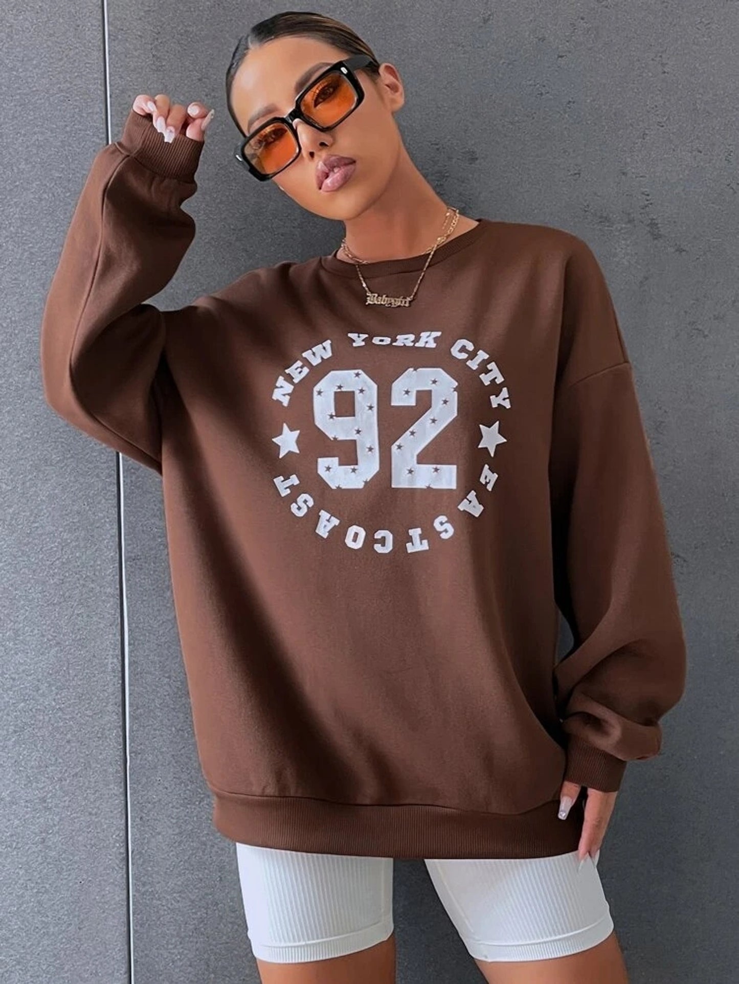 Fifth Avenue DIFT370 New York Printed Sweatshirt - Brown