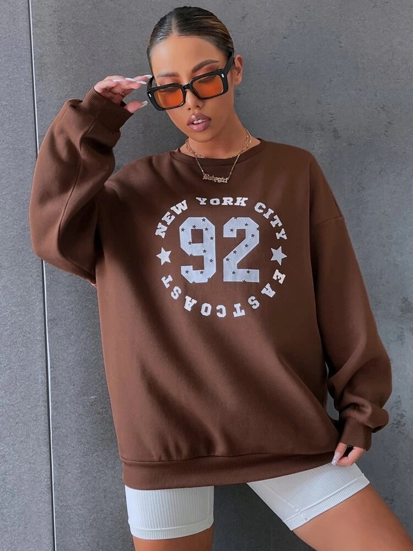 Fifth Avenue DIFT370 New York Printed Sweatshirt - Brown