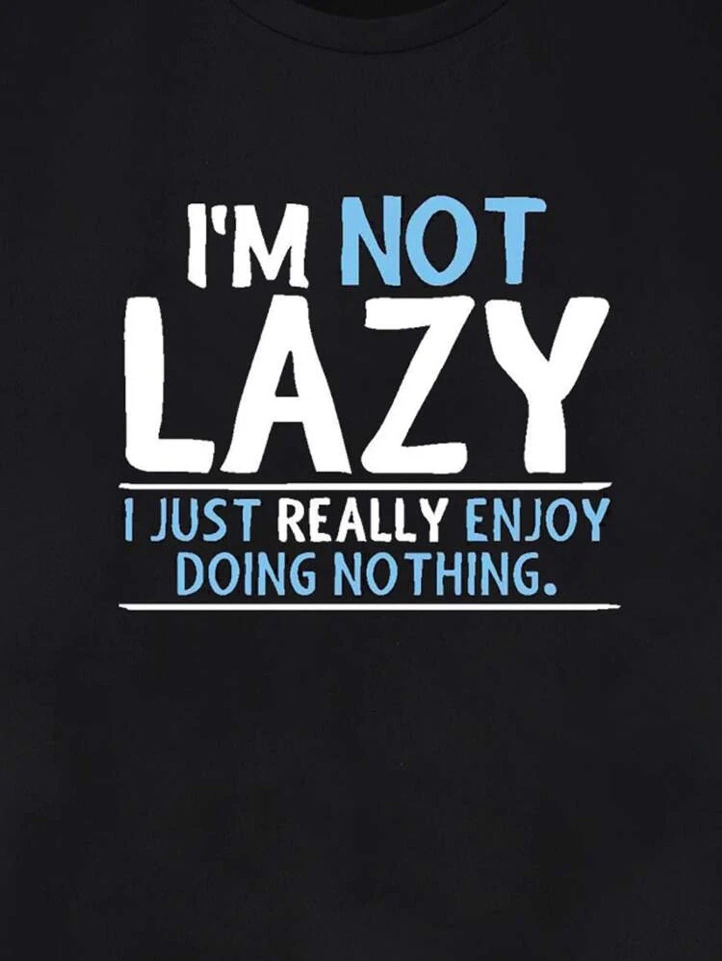 Fifth Avenue I'm Not Lazy Printed MIFT114 T-Shirt - Black
