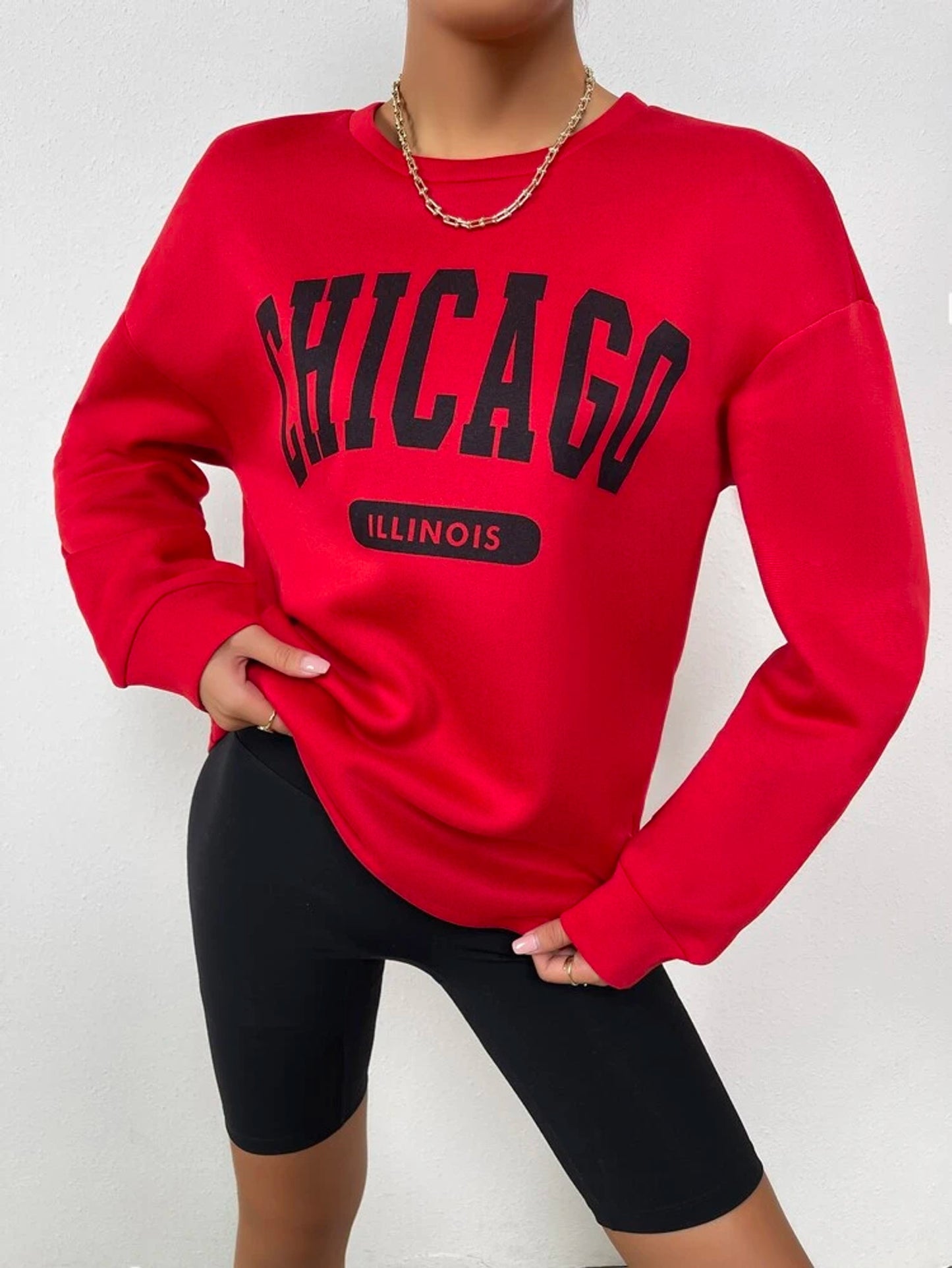 Fifth Avenue DIFT706 Chicago Printed Sweatshirt - Red