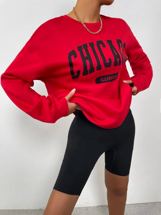 Fifth Avenue DIFT706 Chicago Printed Sweatshirt - Red