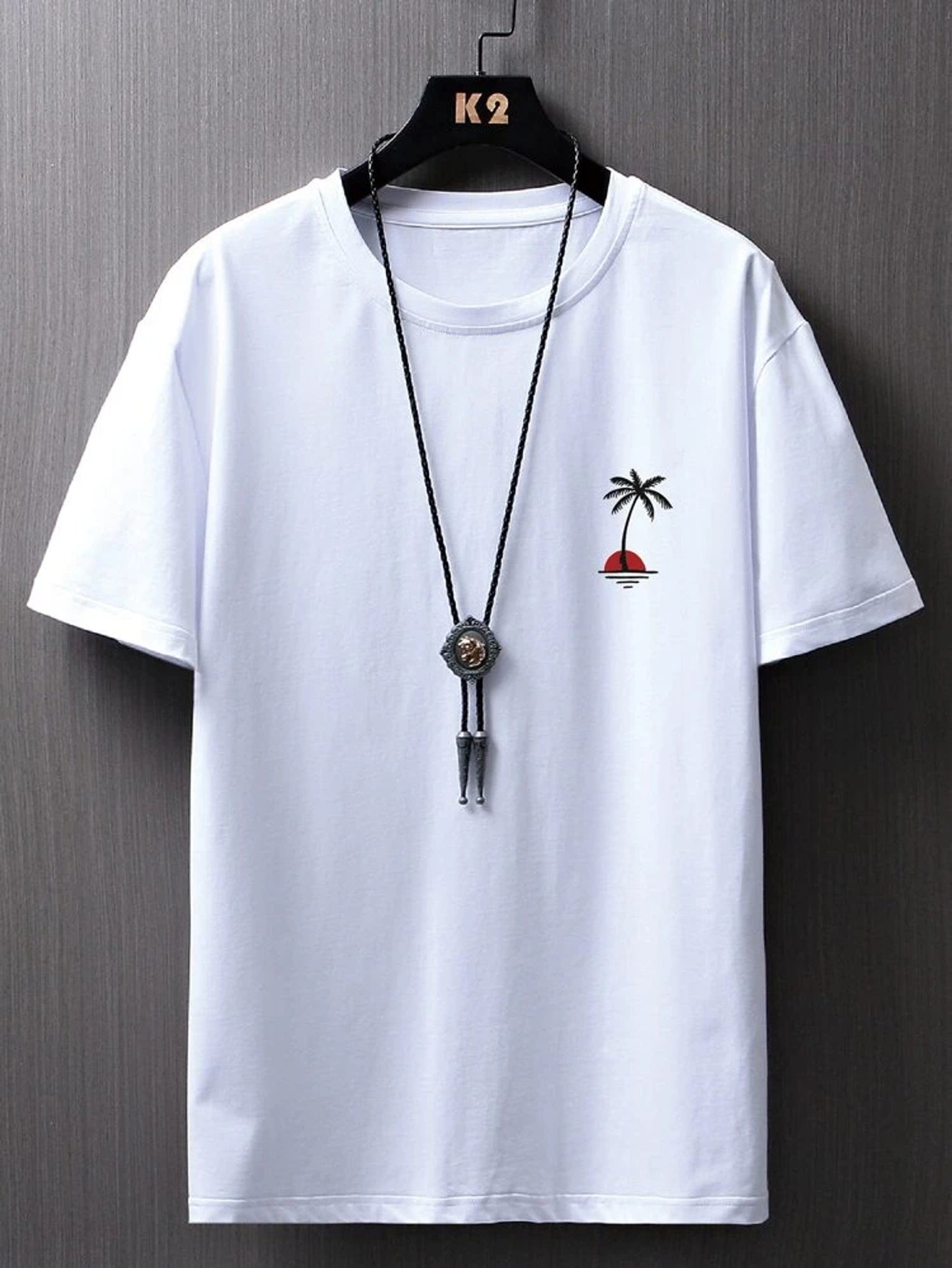 Fifth Avenue Pocket Palm Tree Printed MIFT76 T-Shirt - White