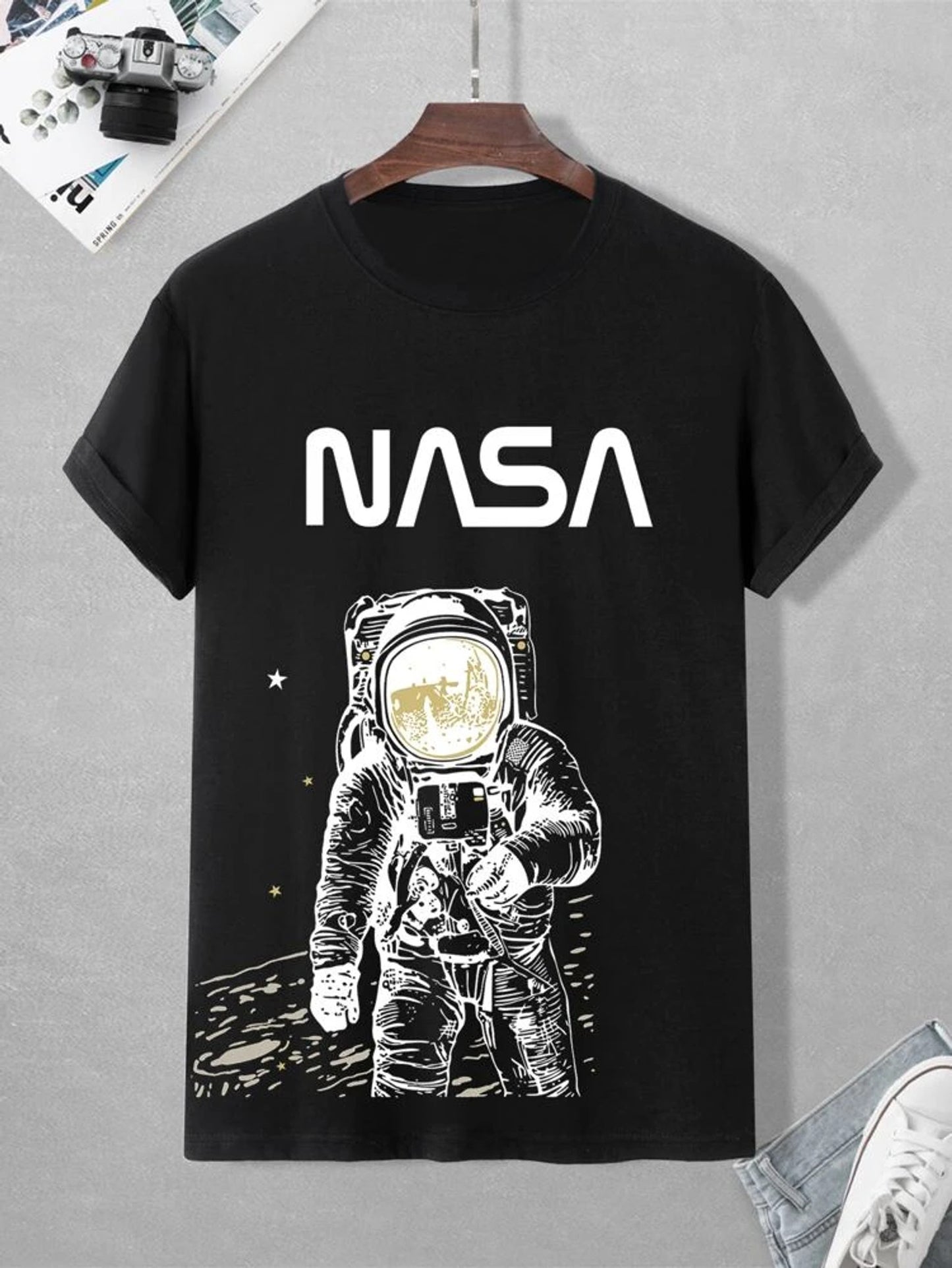 Fifth Avenue Space Moon Printed MIFT31 T-Shirt - Black