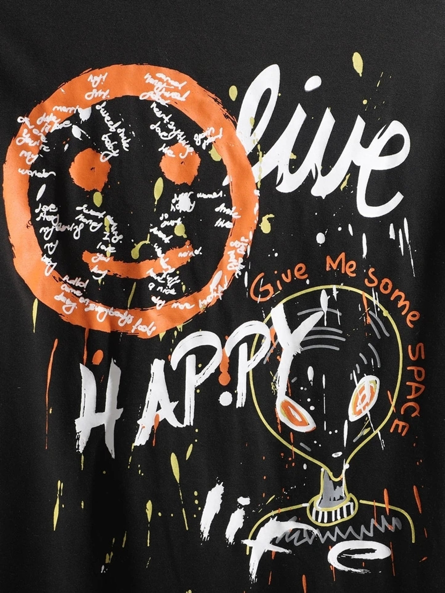 Fifth Avenue Front Back Paint Printed MIFT129 T-Shirt - Black