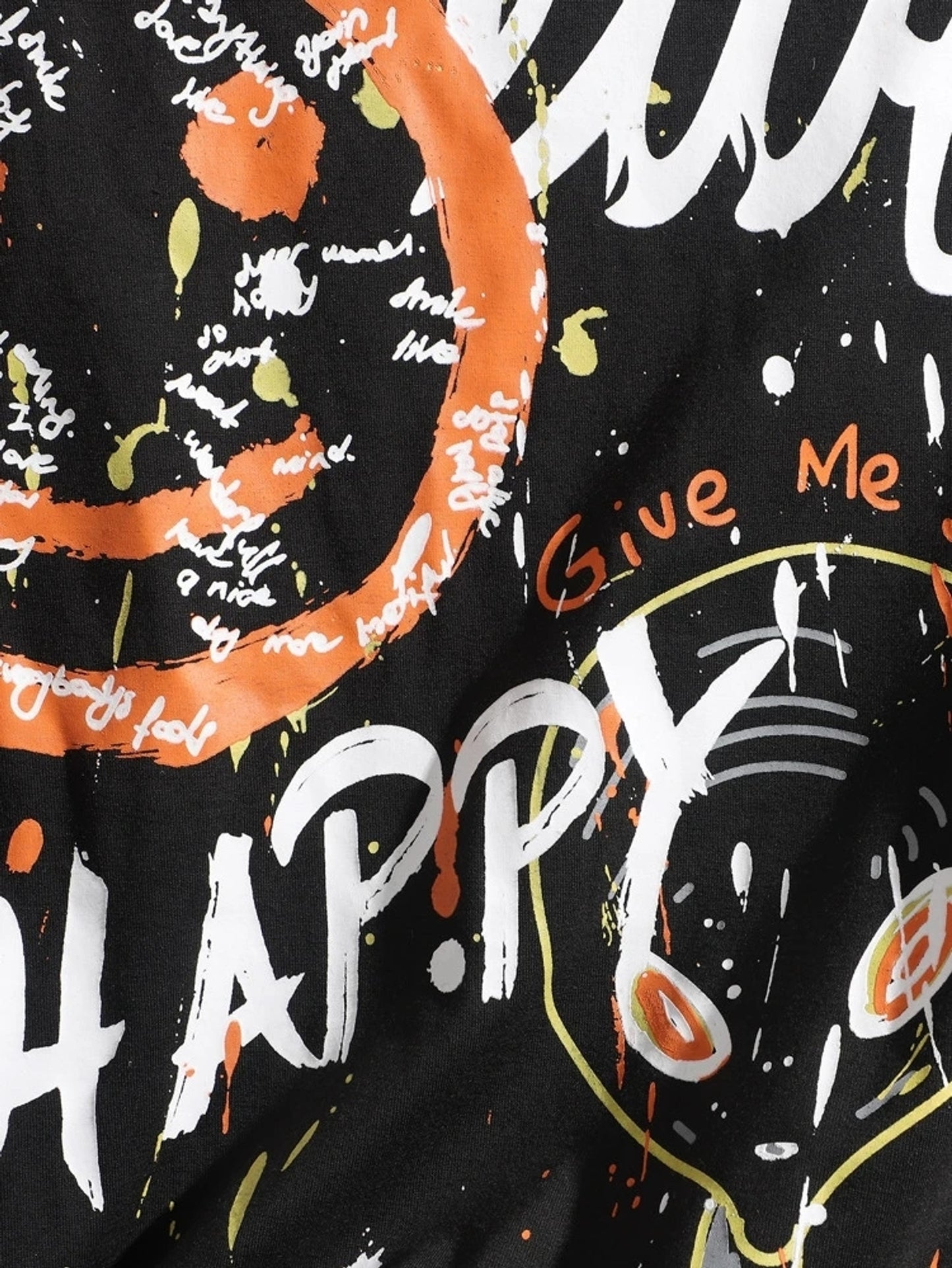 Fifth Avenue Front Back Paint Printed MIFT129 T-Shirt - Black