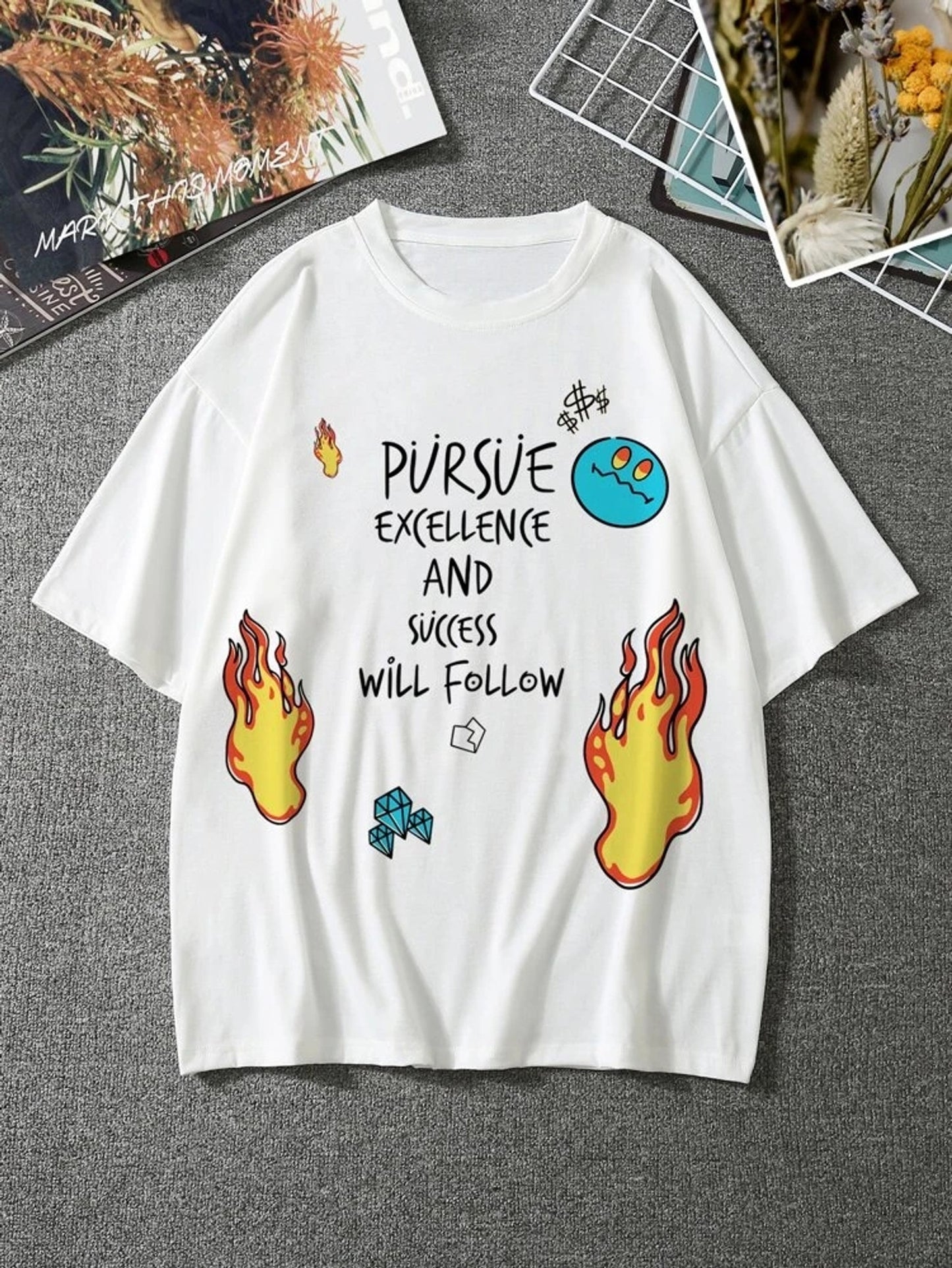 Fifth Avenue Stickers Printed MIFT61 T-Shirt - White