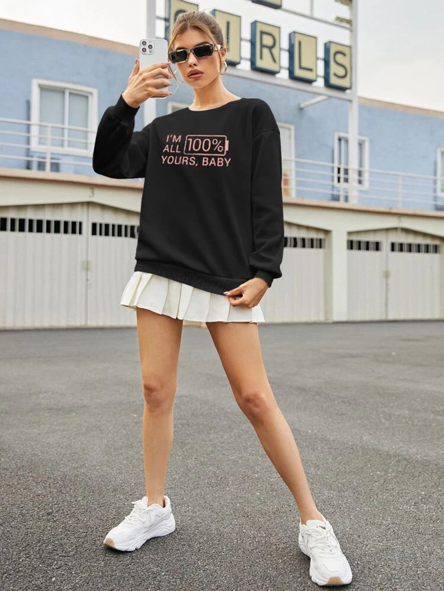 Fifth Avenue DIFT391 All Yours Printed Sweatshirt - Black