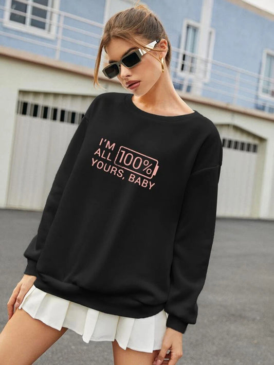 Fifth Avenue DIFT391 All Yours Printed Sweatshirt - Black