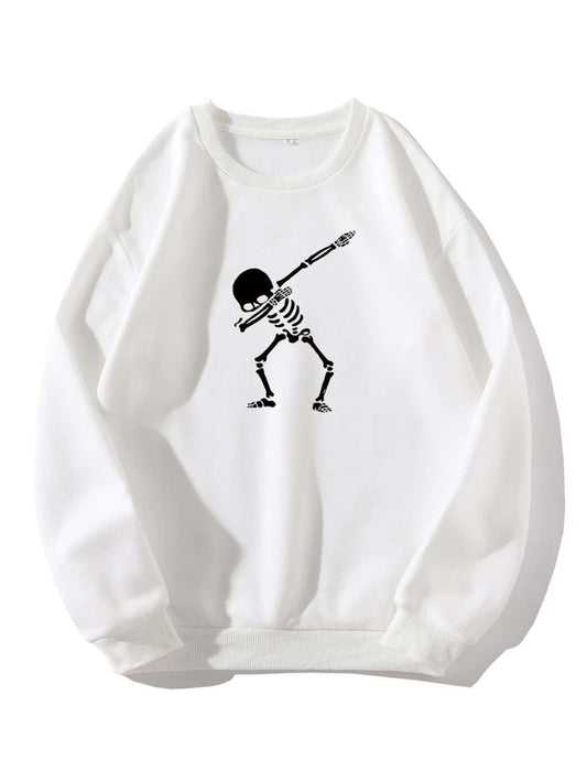 Fifth Avenue DIFT416 Skeleton Printed Sweatshirt - White