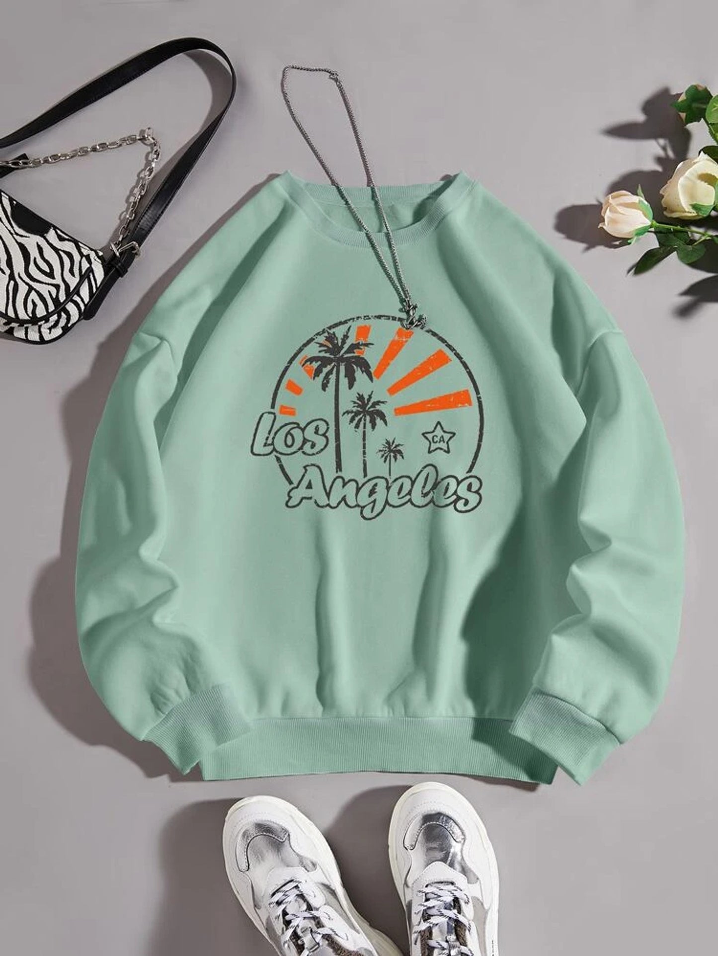 Fifth Avenue DIFT384 Los Angeles Printed Sweatshirt - Mint Green