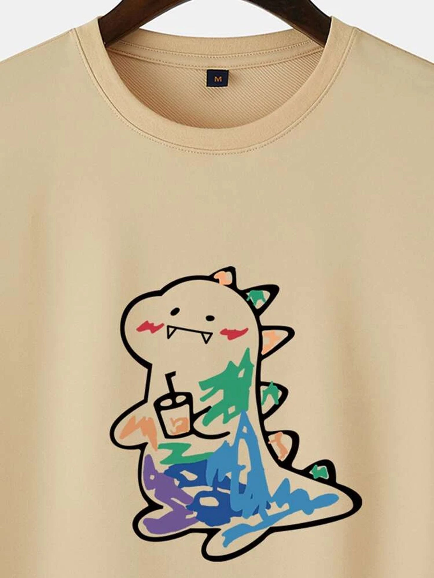 Fifth Avenue Multi Color Dragon Printed MIFT198 T-Shirt - Cream