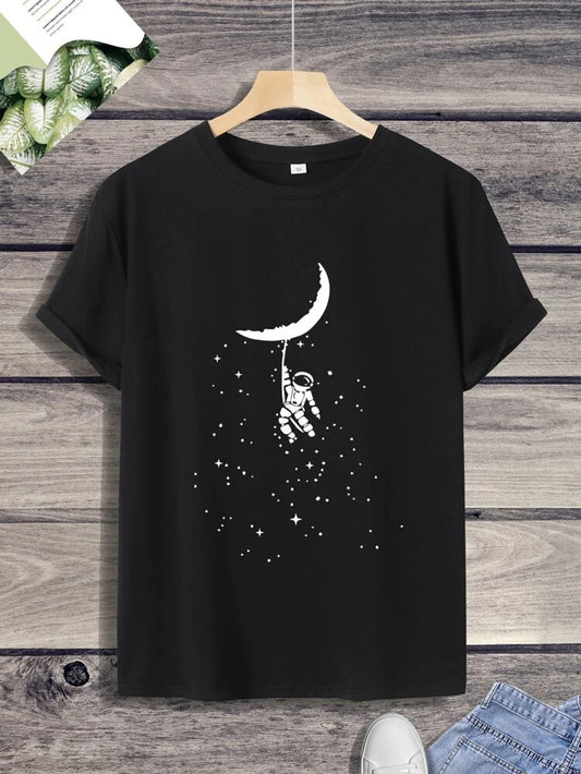 Fifth Avenue Astronaut Printed MIFT164 T-Shirt - Black