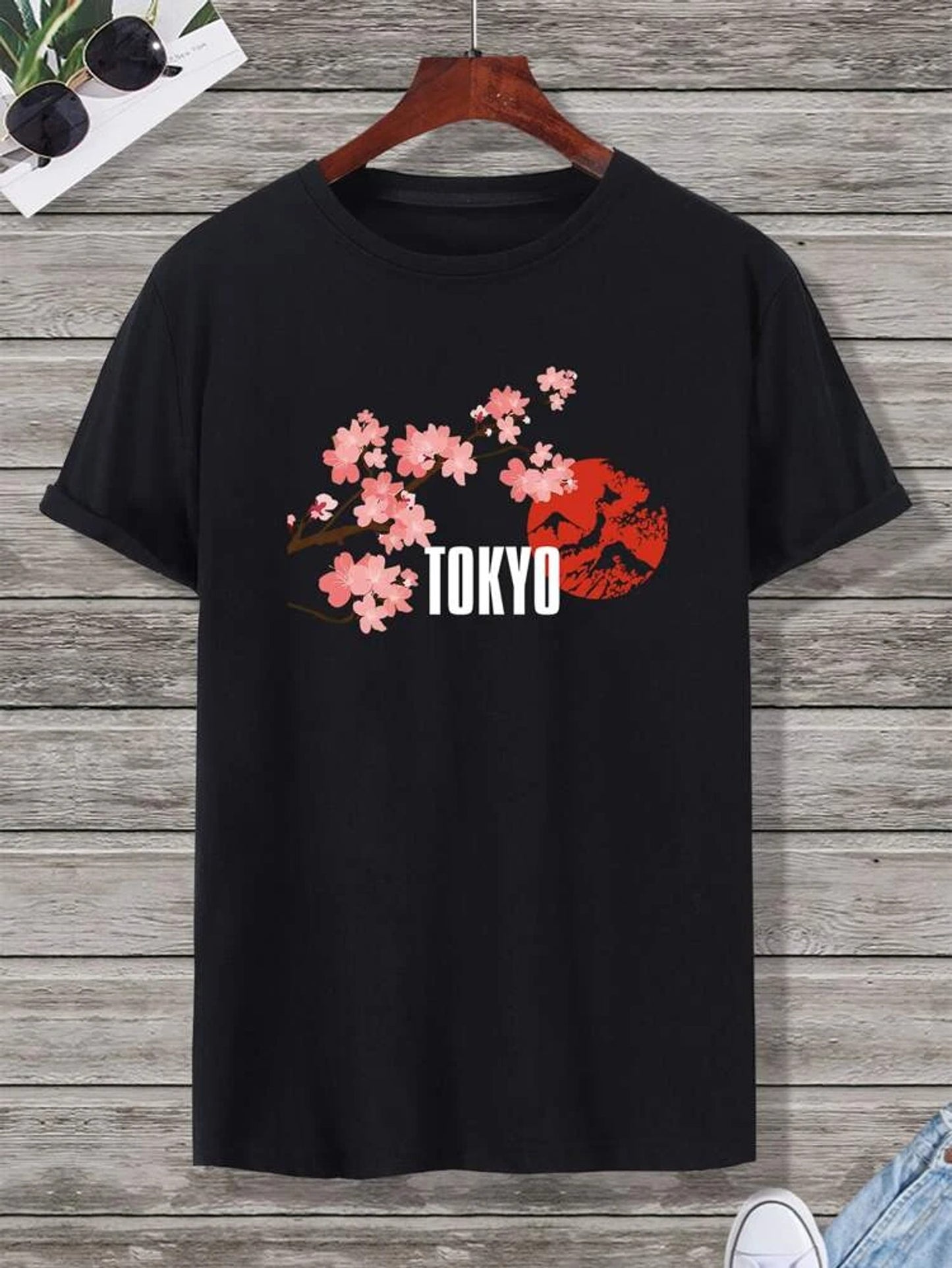 Fifth Avenue Tokyo Floral Printed MIFT142 T-Shirt - Black