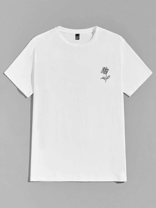 Fifth Avenue Pocket Rose Printed MIFT19 T-Shirt - White