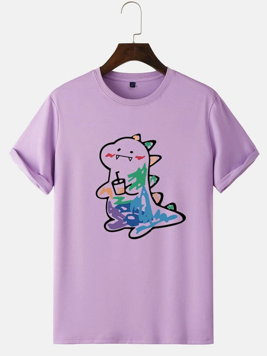 Fifth Avenue Multi Color Dragon Printed MIFT198 T-Shirt - Purple