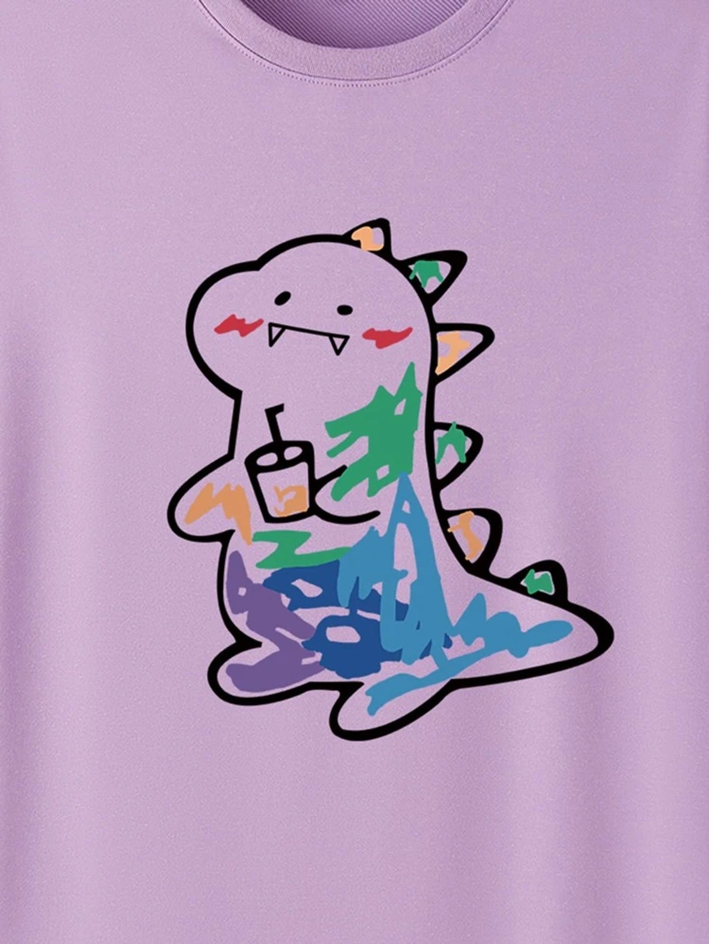 Fifth Avenue Multi Color Dragon Printed MIFT198 T-Shirt - Purple