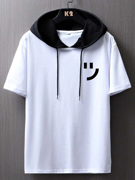 Fifth Avenue Smile Print MIFT410 Hooded ROKA T-Shirt - White Black