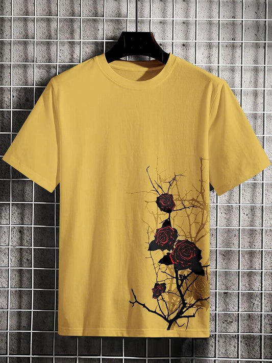 Fifth Avenue Side Floral Printed MIFT36 T-Shirt - Yellow