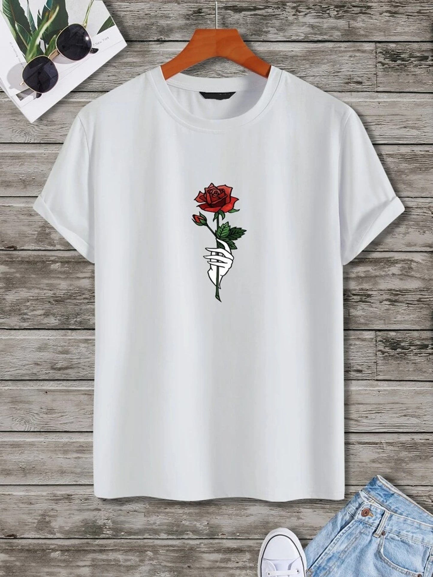 Fifth Avenue Rose Printed MIFT72 T-Shirt - White