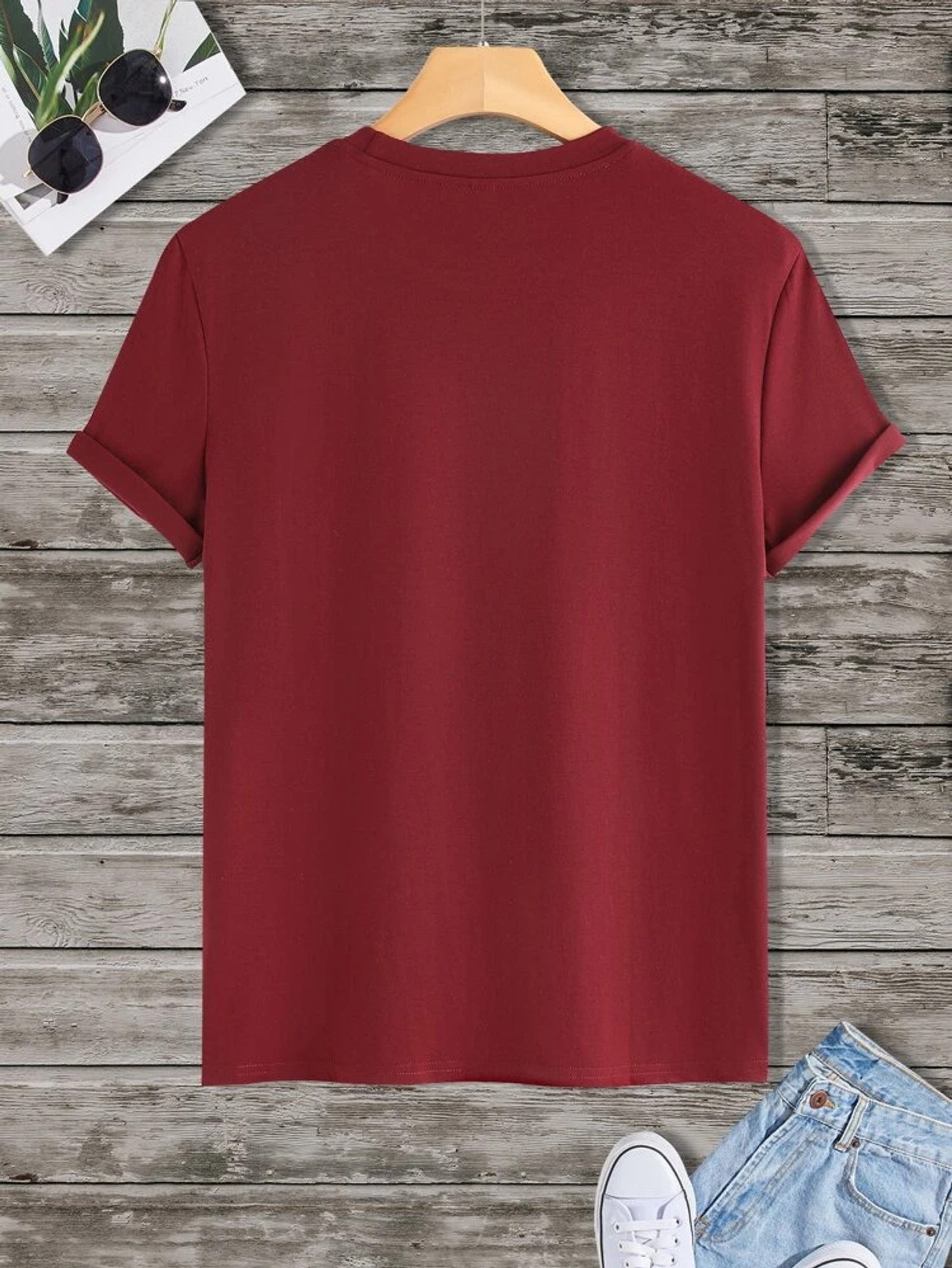 Fifth Avenue Rose Printed MIFT72 T-Shirt - Maroon