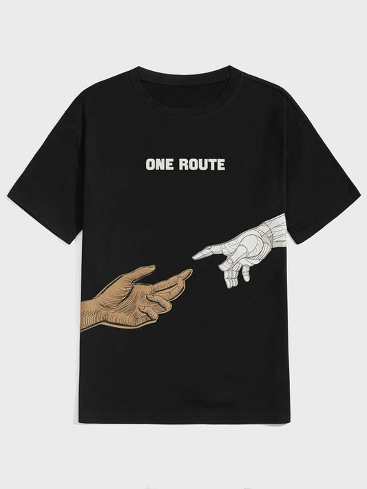 Fifth Avenue Hands Printed MIFT134 T-Shirt - Black