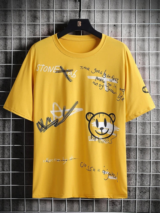 Fifth Avenue Graffiti Printed MIFT44 T-Shirt - Yellow