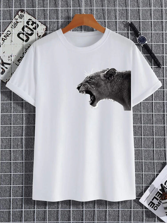 Fifth Avenue Lion Printed MIFT158 T-Shirt - White